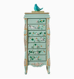 Elegant Vintage Green Cabinet with Decorative Bird and Floral Design – Stylish Storage Solution for Every Room hfgxc-4869