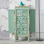 Elegant Vintage Green Cabinet with Decorative Bird and Floral Design – Stylish Storage Solution for Every Room hfgxc-4869