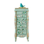Elegant Vintage Green Cabinet with Decorative Bird and Floral Design – Stylish Storage Solution for Every Room hfgxc-4869