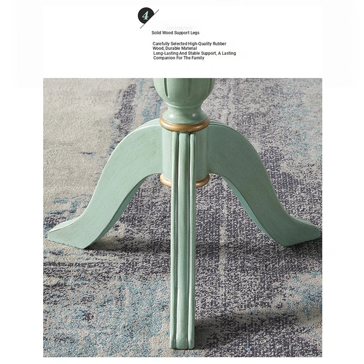 Elegant Mint Green Tea Table with Floral Design - Stylish Density Board Accent Table for Living Room or Lounge hfgxc-4871