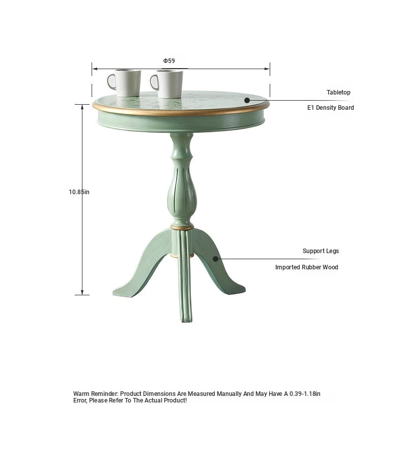 Elegant Mint Green Tea Table with Floral Design - Stylish Density Board Accent Table for Living Room or Lounge hfgxc-4871
