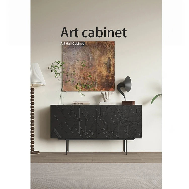 Sleek Modern Cabinet with Geometric Design – Durable Density Board Storage Solution for Stylish Living Spaces hfgxc-4872