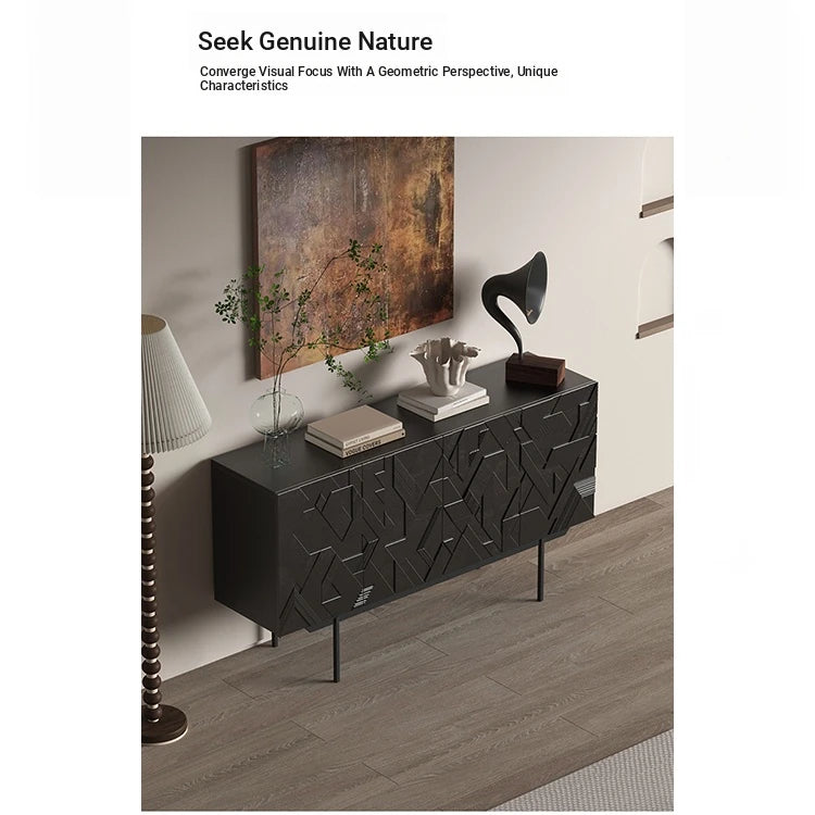Sleek Modern Cabinet with Geometric Design – Durable Density Board Storage Solution for Stylish Living Spaces hfgxc-4872