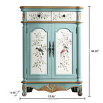 Elegant Floral Design Cabinet - Stylish Storage Solution in Graceful Blue and White Finish hfgxc-4873