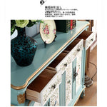 Elegant Floral Design Cabinet - Stylish Storage Solution in Graceful Blue and White Finish hfgxc-4873