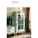 Elegant Solid Wood Display Cabinet with Glass Doors and Floral Design - Perfect for Home Decor hfgxc-4878