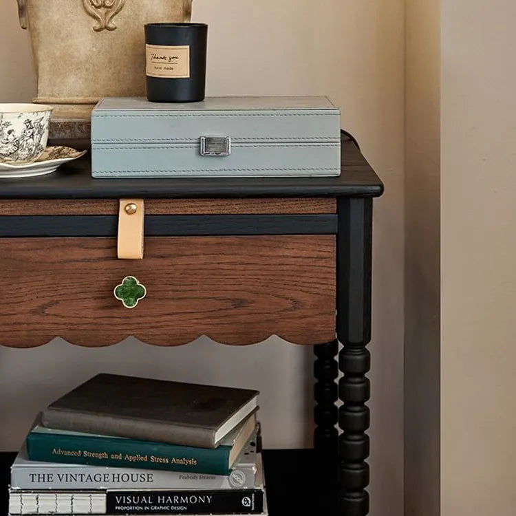 Elegant Red Oak Nightstand with Copper Accents - Modern Bedroom Side Table hggw-4172