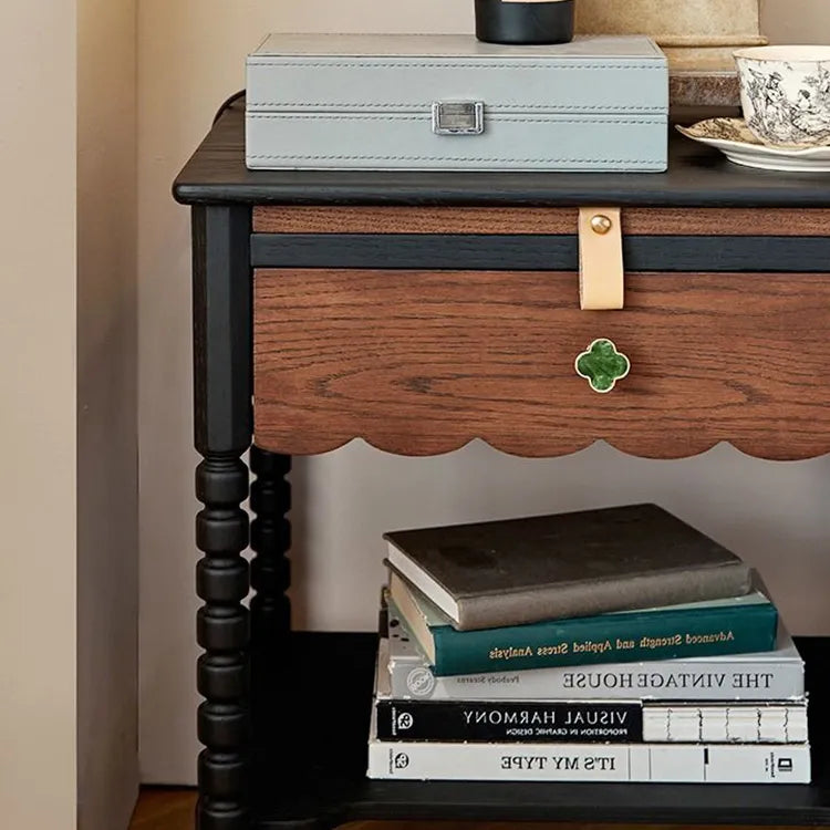 Elegant Red Oak Nightstand with Copper Accents - Modern Bedroom Side Table hggw-4172