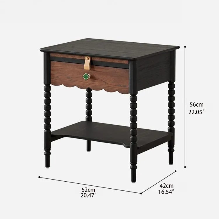 Elegant Red Oak Nightstand with Copper Accents - Modern Bedroom Side Table hggw-4172