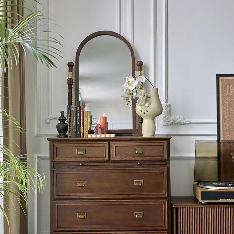 Elegant Red Oak Dressing Mirror with Multi-Layer Board Frame - Timeless Vanity Design hggw-4194