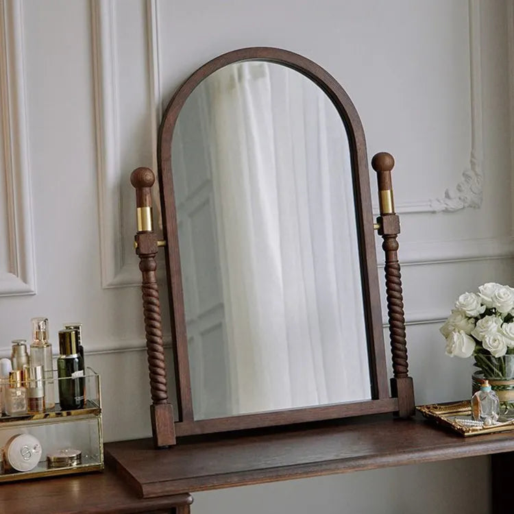 Elegant Red Oak Dressing Mirror with Multi-Layer Board Frame - Timeless Vanity Design hggw-4194