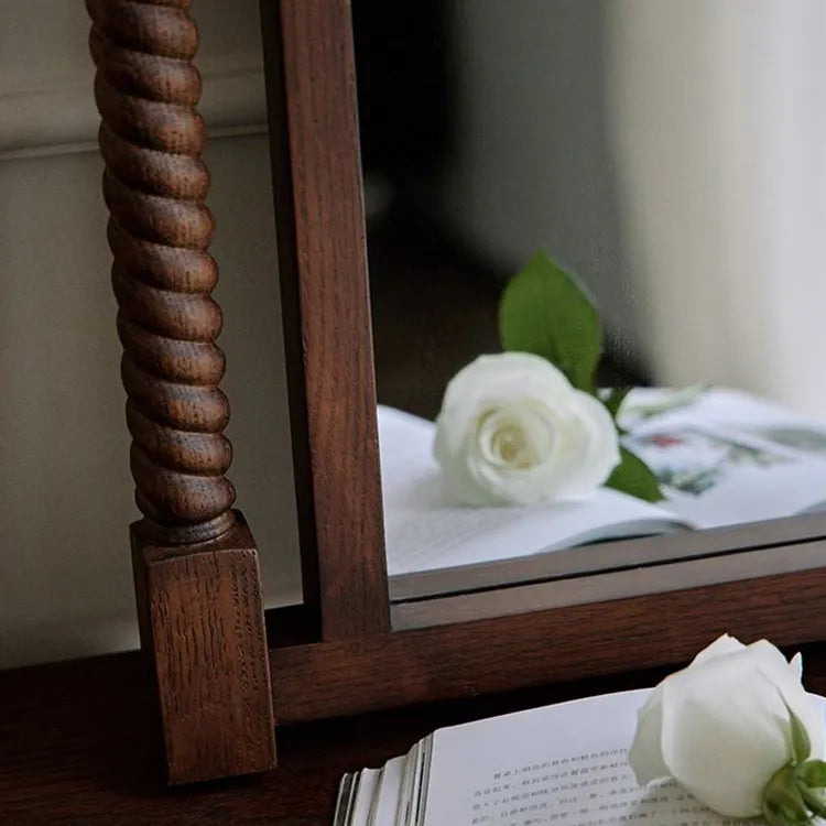 Elegant Red Oak Dressing Mirror with Multi-Layer Board Frame - Timeless Vanity Design hggw-4194