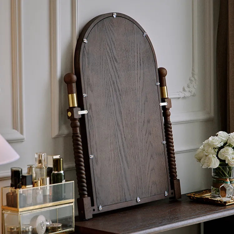 Elegant Red Oak Dressing Mirror with Multi-Layer Board Frame - Timeless Vanity Design hggw-4194