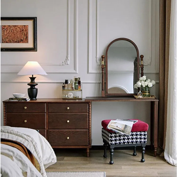 Elegant Red Oak Dressing Mirror with Multi-Layer Board Frame - Timeless Vanity Design hggw-4194