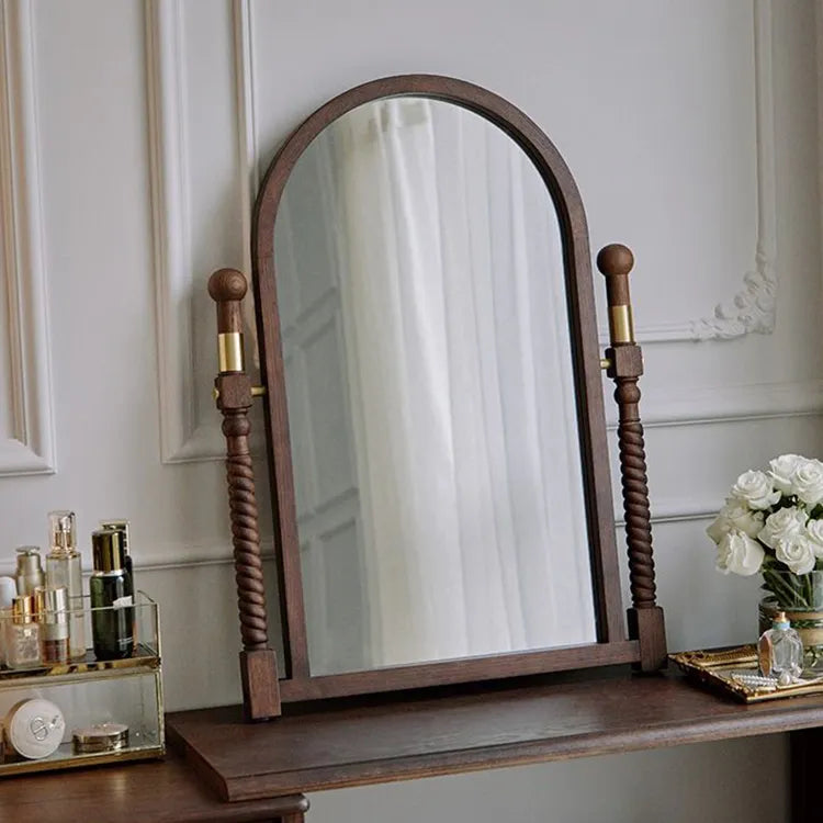 Elegant Red Oak Dressing Mirror with Multi-Layer Board Frame - Timeless Vanity Design hggw-4194