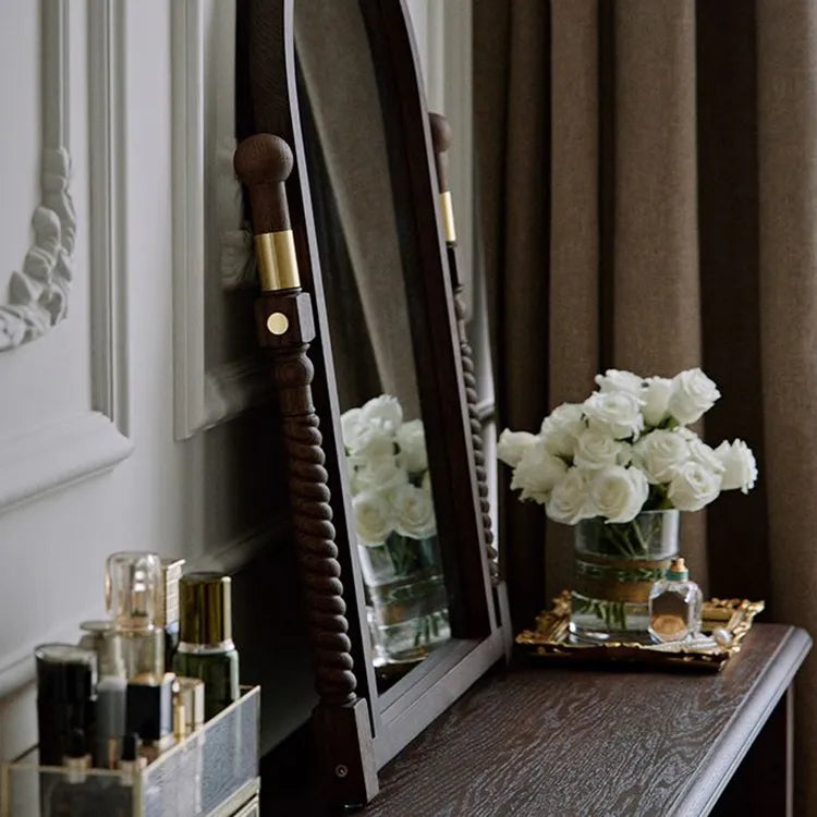 Elegant Red Oak Dressing Mirror with Multi-Layer Board Frame - Timeless Vanity Design hggw-4194