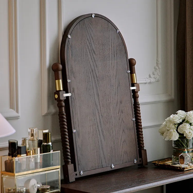 Elegant Red Oak Dressing Mirror with Multi-Layer Board Frame - Timeless Vanity Design hggw-4194