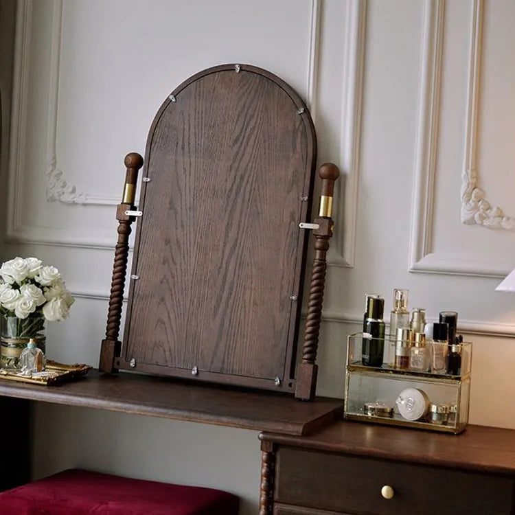 Elegant Red Oak Dressing Mirror with Multi-Layer Board Frame - Timeless Vanity Design hggw-4194