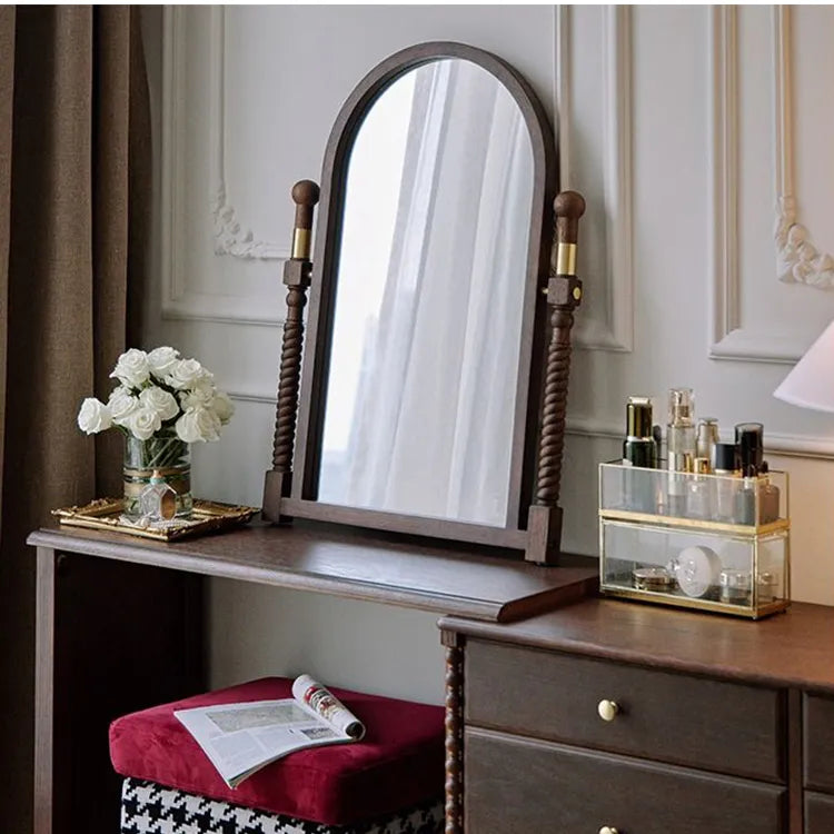 Elegant Red Oak Dressing Mirror with Multi-Layer Board Frame - Timeless Vanity Design hggw-4194