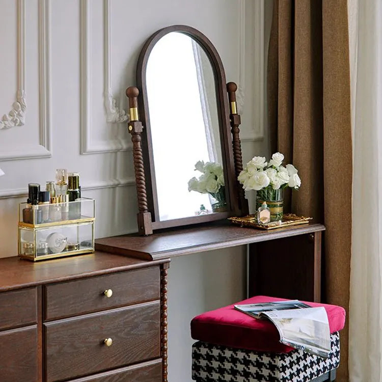 Elegant Red Oak Dressing Mirror with Multi-Layer Board Frame - Timeless Vanity Design hggw-4194