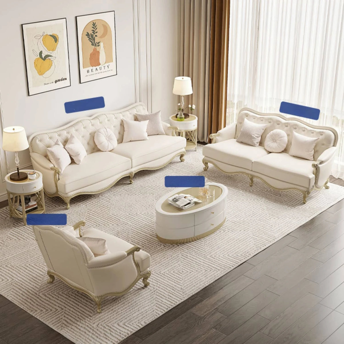 Luxurious Nappa Leather Sofa with Classic Elegant Design for Sophisticated Living Rooms hgl-4331