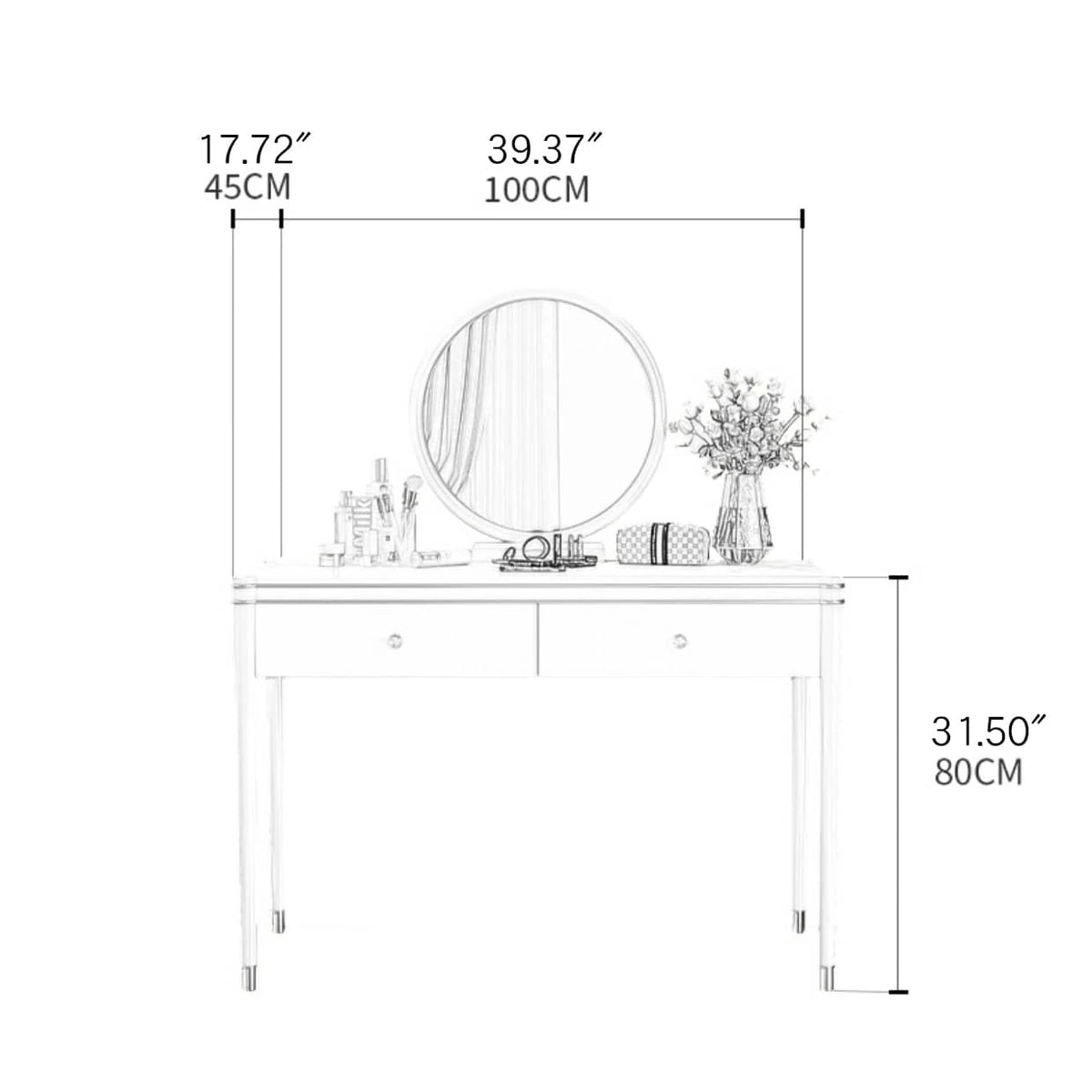 Elegant Pine Glass Makeup Table with Mirror & Storage – Perfect for Your Beauty Routine hgl-4332