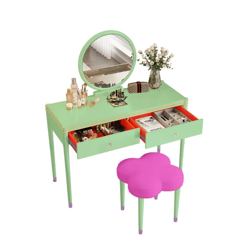 Elegant Pine Glass Makeup Table with Mirror & Storage – Perfect for Your Beauty Routine hgl-4332