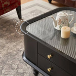 Stylish Beech Wood & Glass Tea Table with Storage - Elegant Living Room Centerpiece hgl-4339