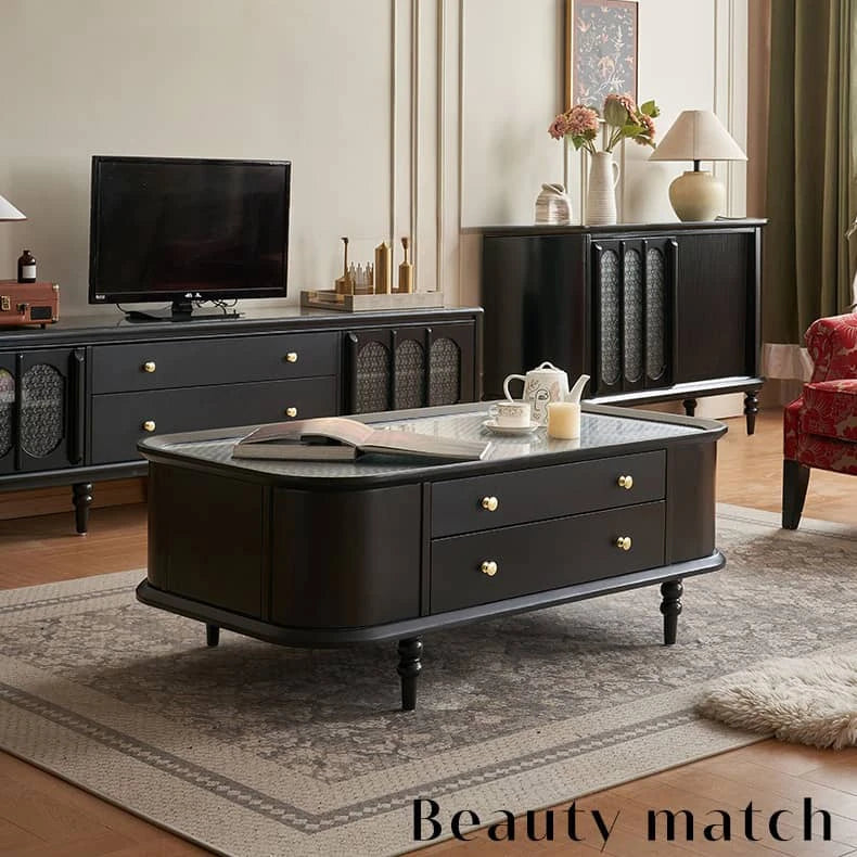 Stylish Beech Wood TV Cabinet with Tempered Glass Top - Modern Living Room Essential hgl-4340