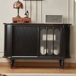 Vintage Elegance: Beech Wood and Glass Cabinet with Intricate Design hgl-4341