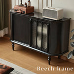 Vintage Elegance: Beech Wood and Glass Cabinet with Intricate Design hgl-4341