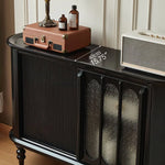 Vintage Elegance: Beech Wood and Glass Cabinet with Intricate Design hgl-4341