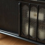 Vintage Elegance: Beech Wood and Glass Cabinet with Intricate Design hgl-4341