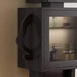 Stylish Ash Wood Glass Cabinet: Unique Robot Design for Modern Interiors hgl-4342