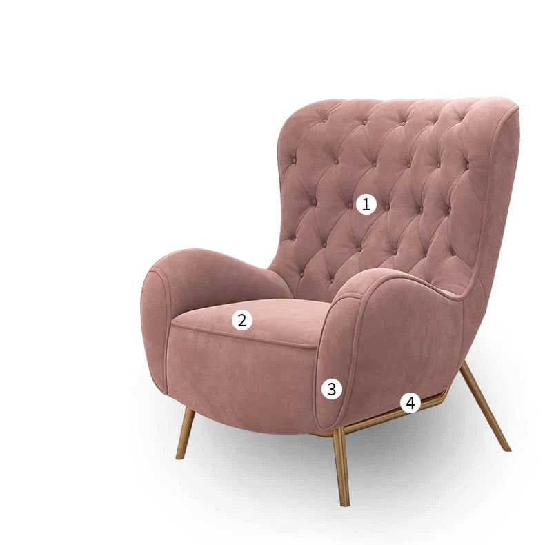 Elegant Pink Velvet Tufted Chair with Solid Wood Legs - Perfect for Modern Living Rooms hgl-4344