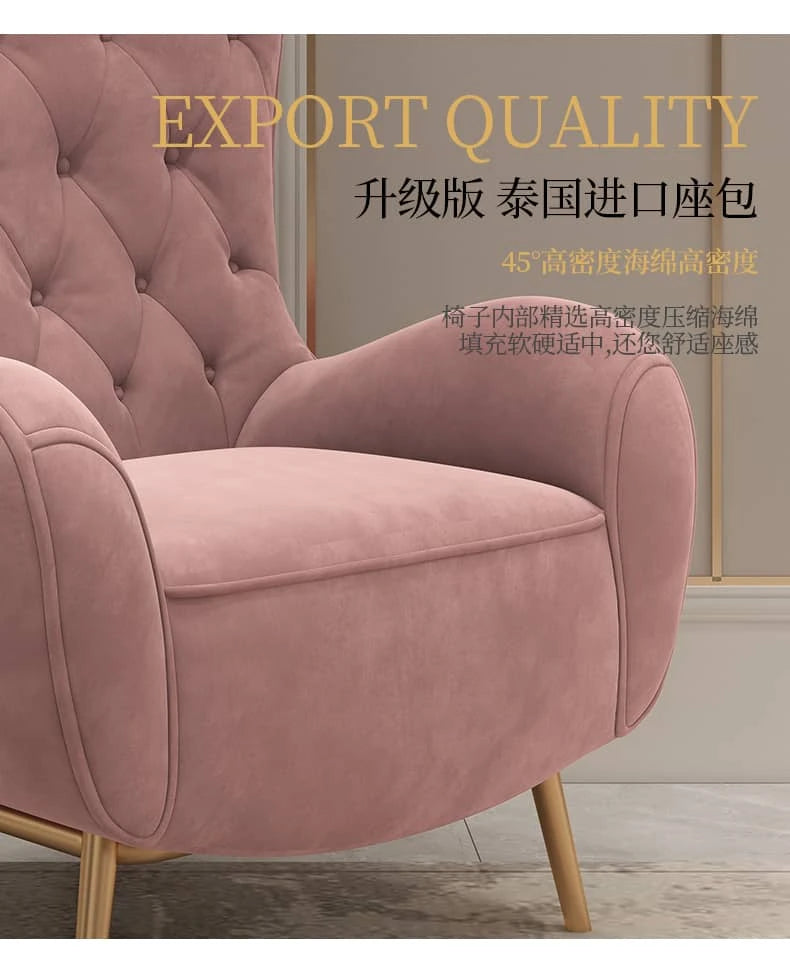 Elegant Pink Velvet Tufted Chair with Solid Wood Legs - Perfect for Modern Living Rooms hgl-4344