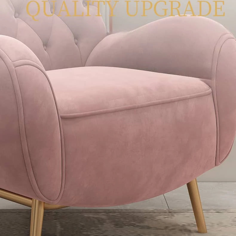 Elegant Pink Velvet Tufted Chair with Solid Wood Legs - Perfect for Modern Living Rooms hgl-4344