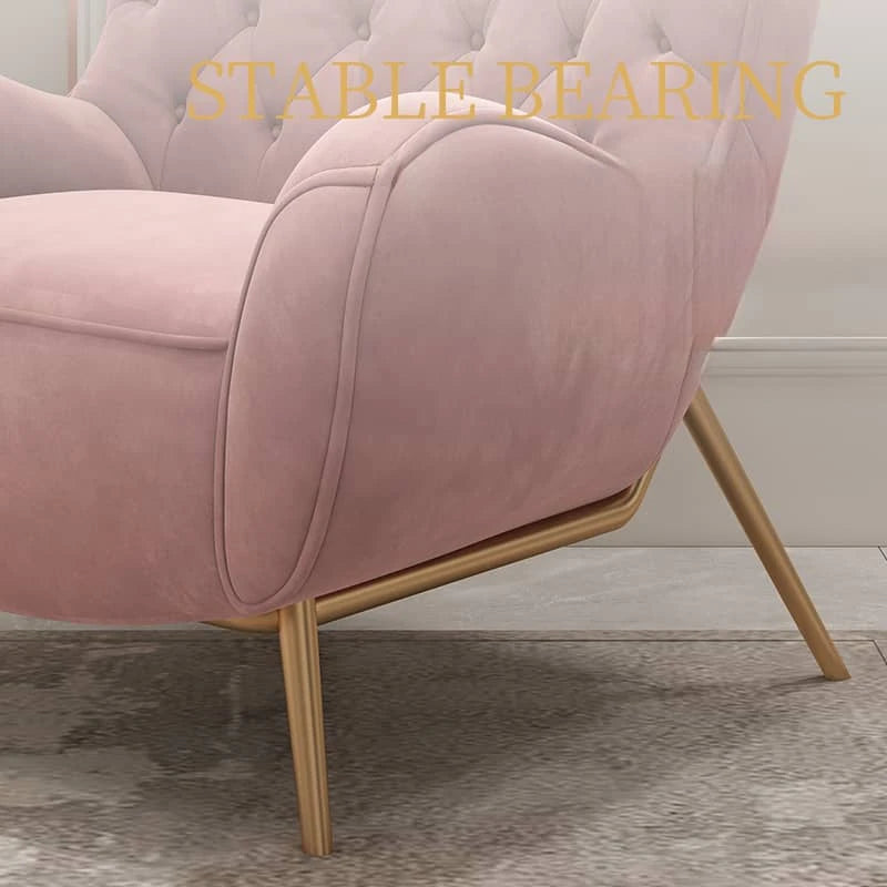 Elegant Pink Velvet Tufted Chair with Solid Wood Legs - Perfect for Modern Living Rooms hgl-4344