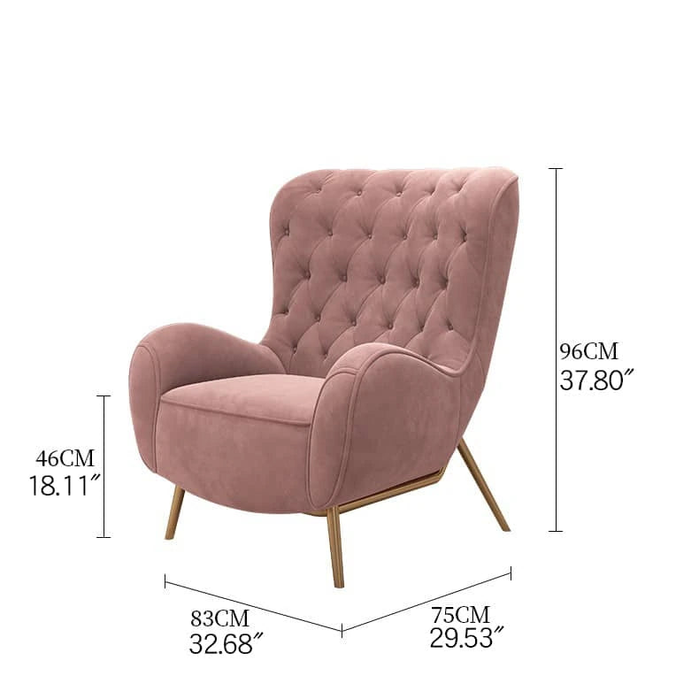 Elegant Pink Velvet Tufted Chair with Solid Wood Legs - Perfect for Modern Living Rooms hgl-4344