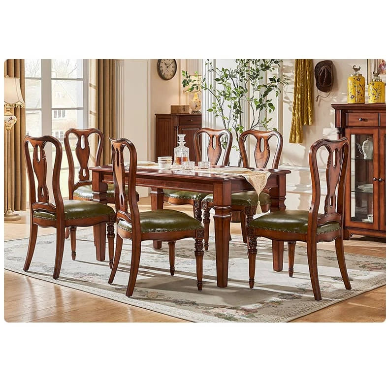 Elevate Your Dining Room with Luxurious Solid Wood & Cowhide Leather Chairs hgl-4347