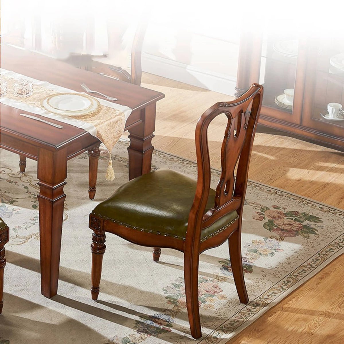 Elevate Your Dining Room with Luxurious Solid Wood & Cowhide Leather Chairs hgl-4347