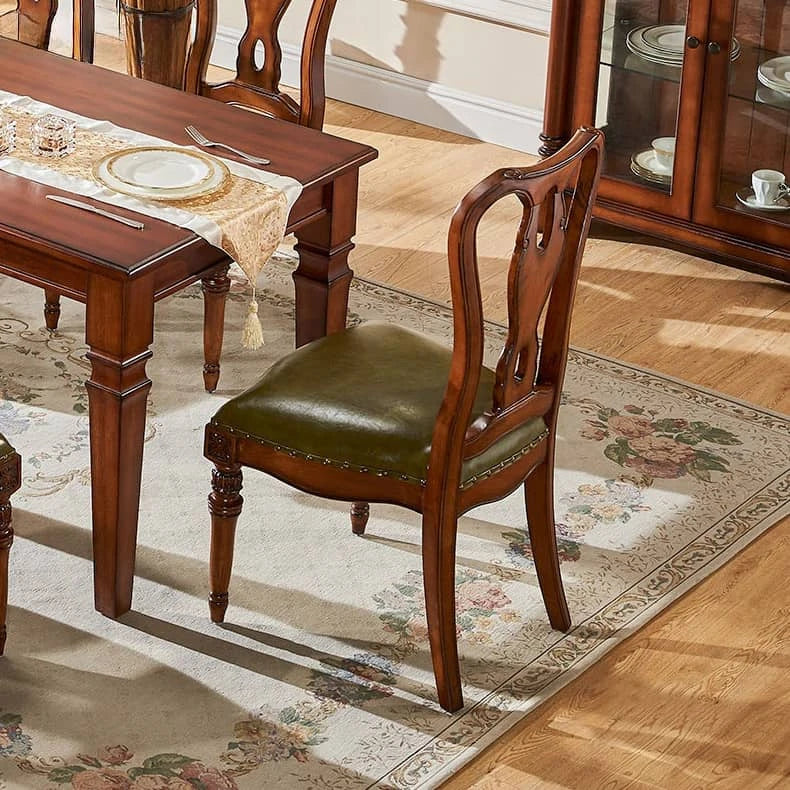 Elevate Your Dining Room with Luxurious Solid Wood & Cowhide Leather Chairs hgl-4347