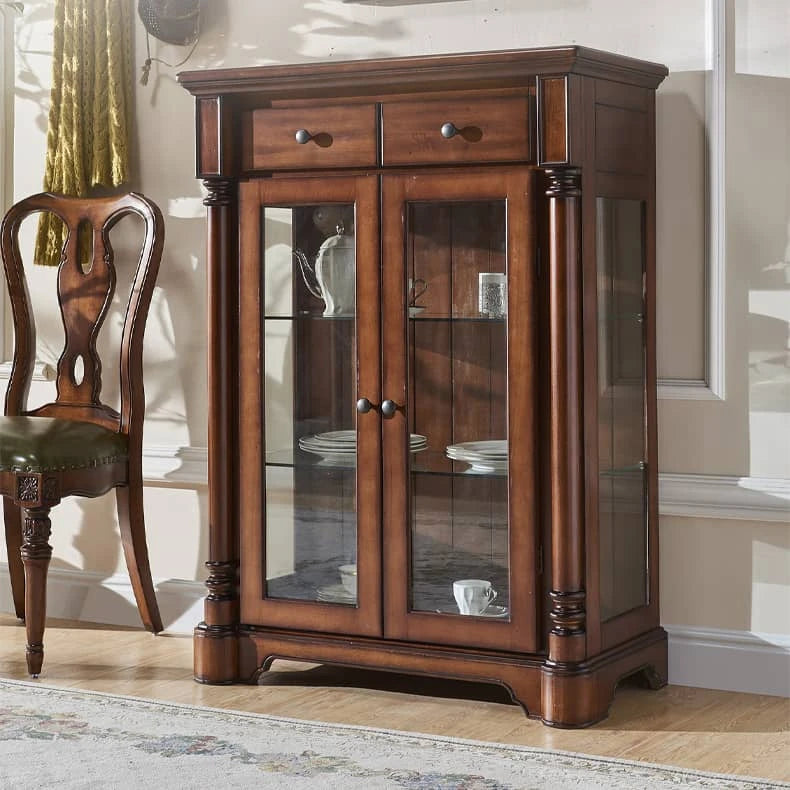 Elegant Solid Wood Glass Display Cabinet for Timeless Home Decor hgl-4357