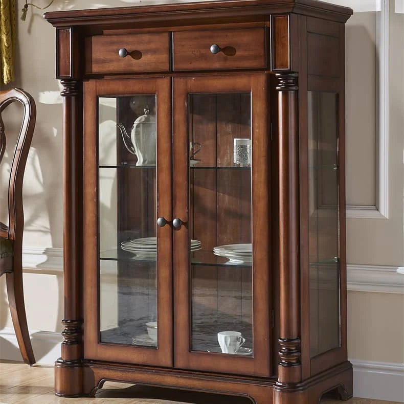 Elegant Solid Wood Glass Display Cabinet for Timeless Home Decor hgl-4357