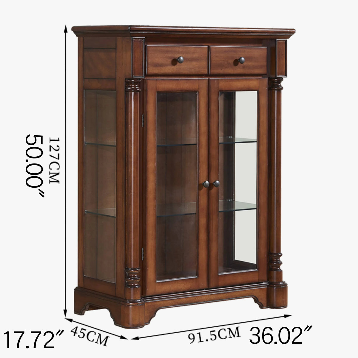 Elegant Solid Wood Glass Display Cabinet for Timeless Home Decor hgl-4357