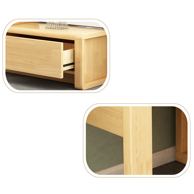 Elegant Natural Brown TV Cabinet - Rubber Wood, Pine Wood & Laminated Finish hglna-1435