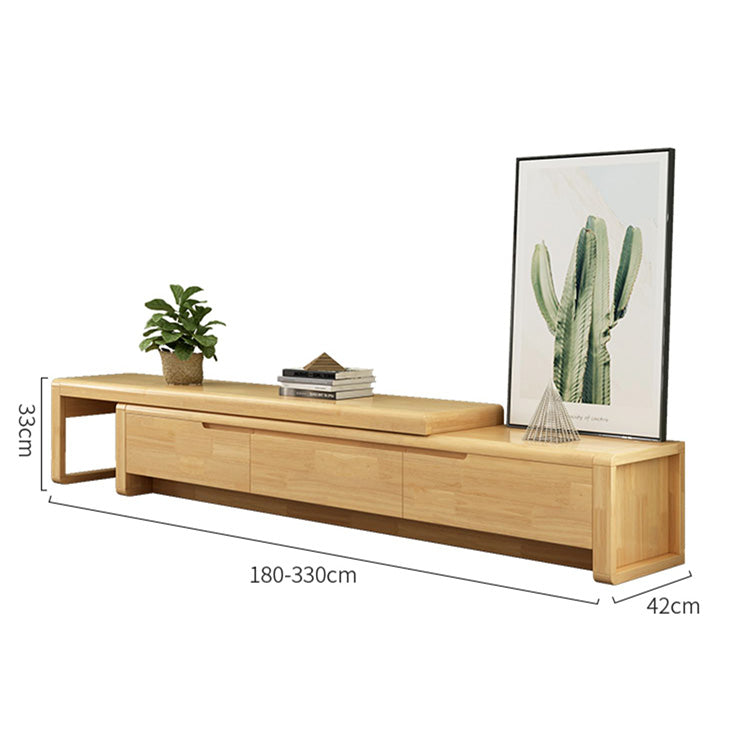 Elegant Natural Brown TV Cabinet - Rubber Wood, Pine Wood & Laminated Finish hglna-1435