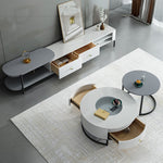 Rustic Pine Wood Tea Table with Gray and White Laminate Finish hglna-1437