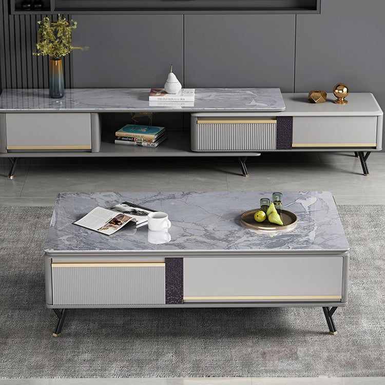 Sleek Gray Sintered Stone TV Cabinet with Pine & Laminated Wood Finish hglna-1438