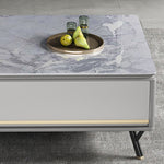 Stylish Gray Sintered Stone Tea Table with Elegant Pine Wood Accent hglna-1439